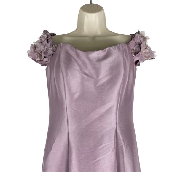 Terani Couture Floral Off Shoulder Long Gown Mauve Size 4 2021E2799 - Picture 4 of 12